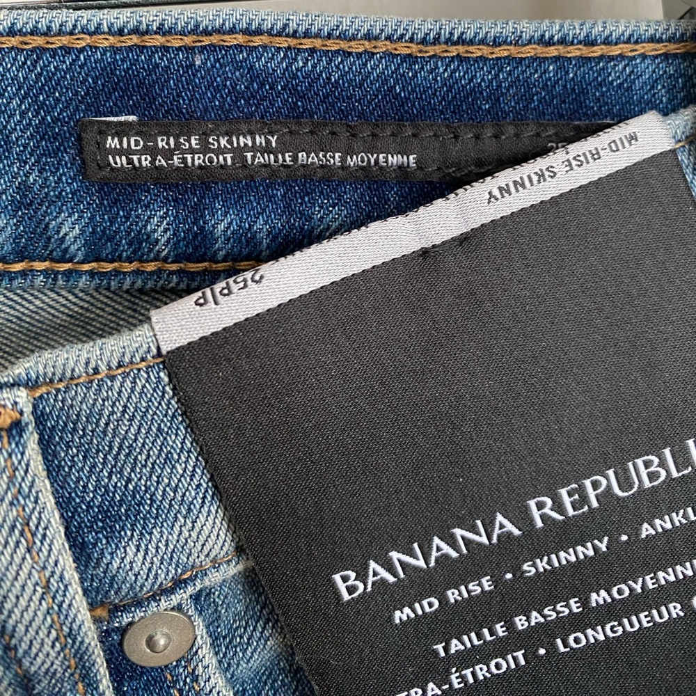 NWT Banana Republic Premium Denim MidRise Skinny Ankle Jeans Size 25 Petite - Picture 9 of 15